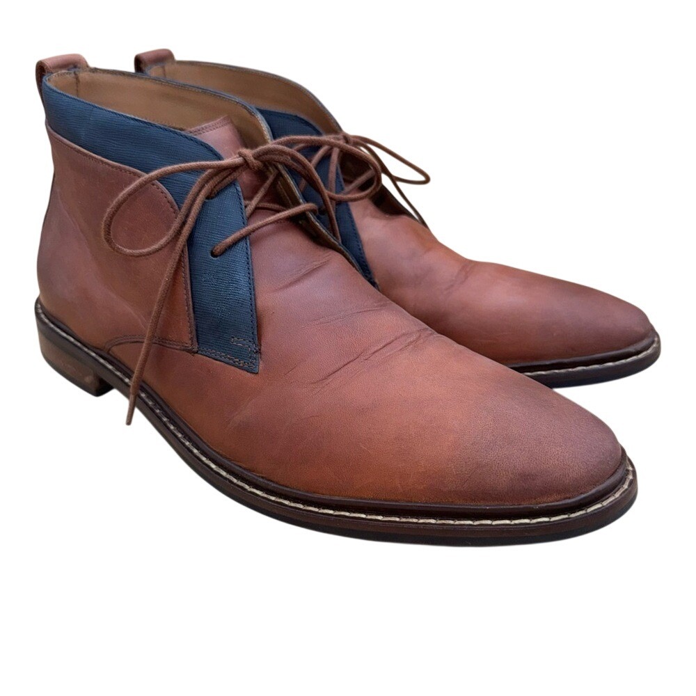 Cole‎ Haan Gray Don Brown Leather Chukka Boots, Black detail Men's 10.5 GUC